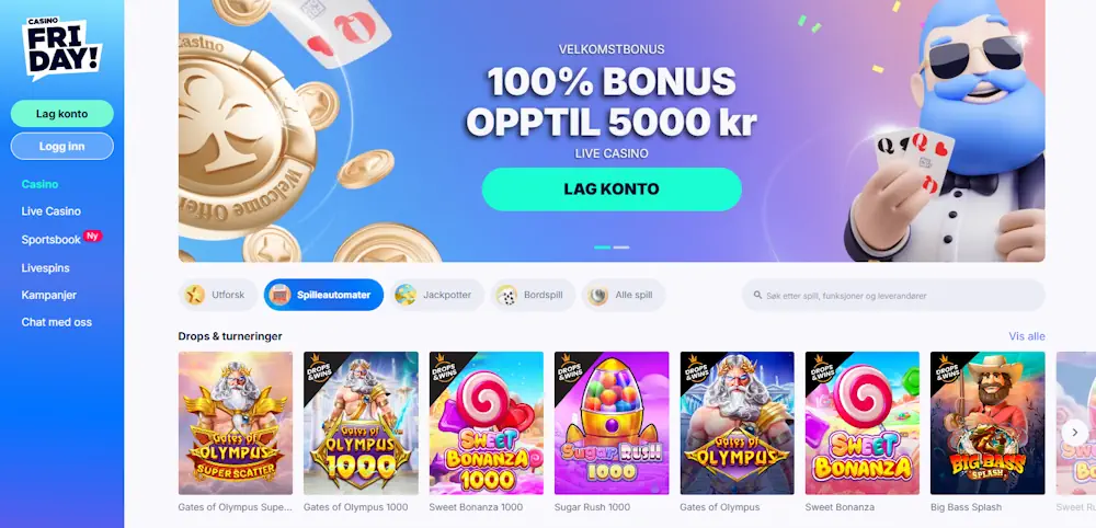 Casino Friday og Sportsbook Screenshot